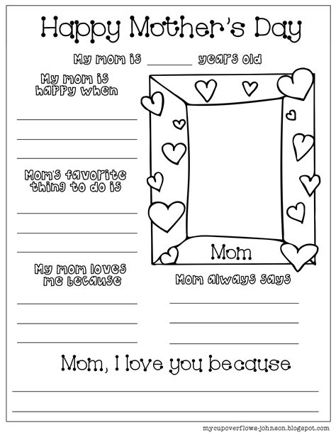 Mother S Day Fill In The Blank Printables Free